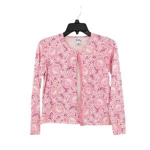 Lilly Pulitzer Pink Floral Cardigan‎ – Button Front Knit – Girls Size 10